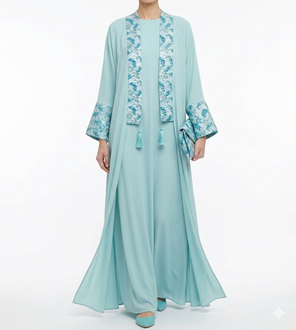 Celeste Élégance Abaya