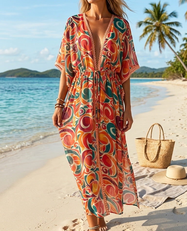 Colorful silk beach dress