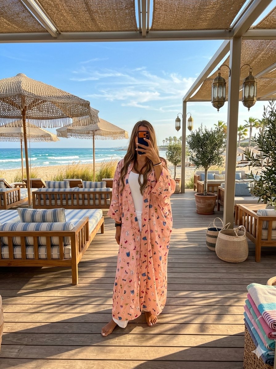 The capri charm pink kimono