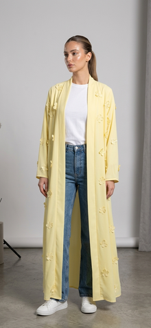 Butter yellow floral Abaya