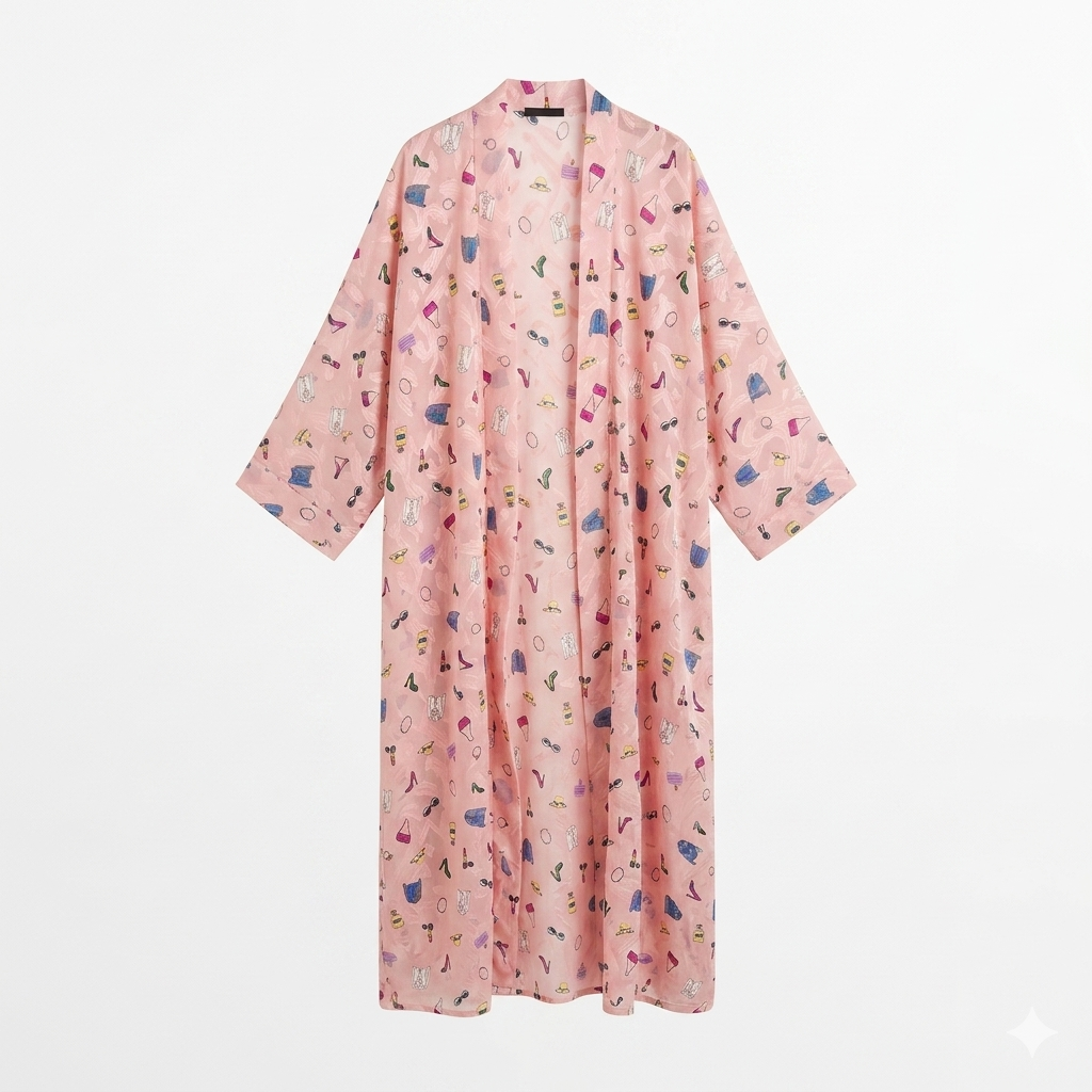 The capri charm pink kimono