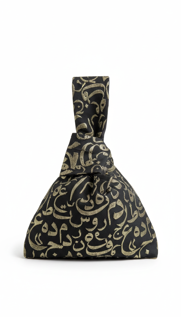 Noir Or Calligraphy Clutch