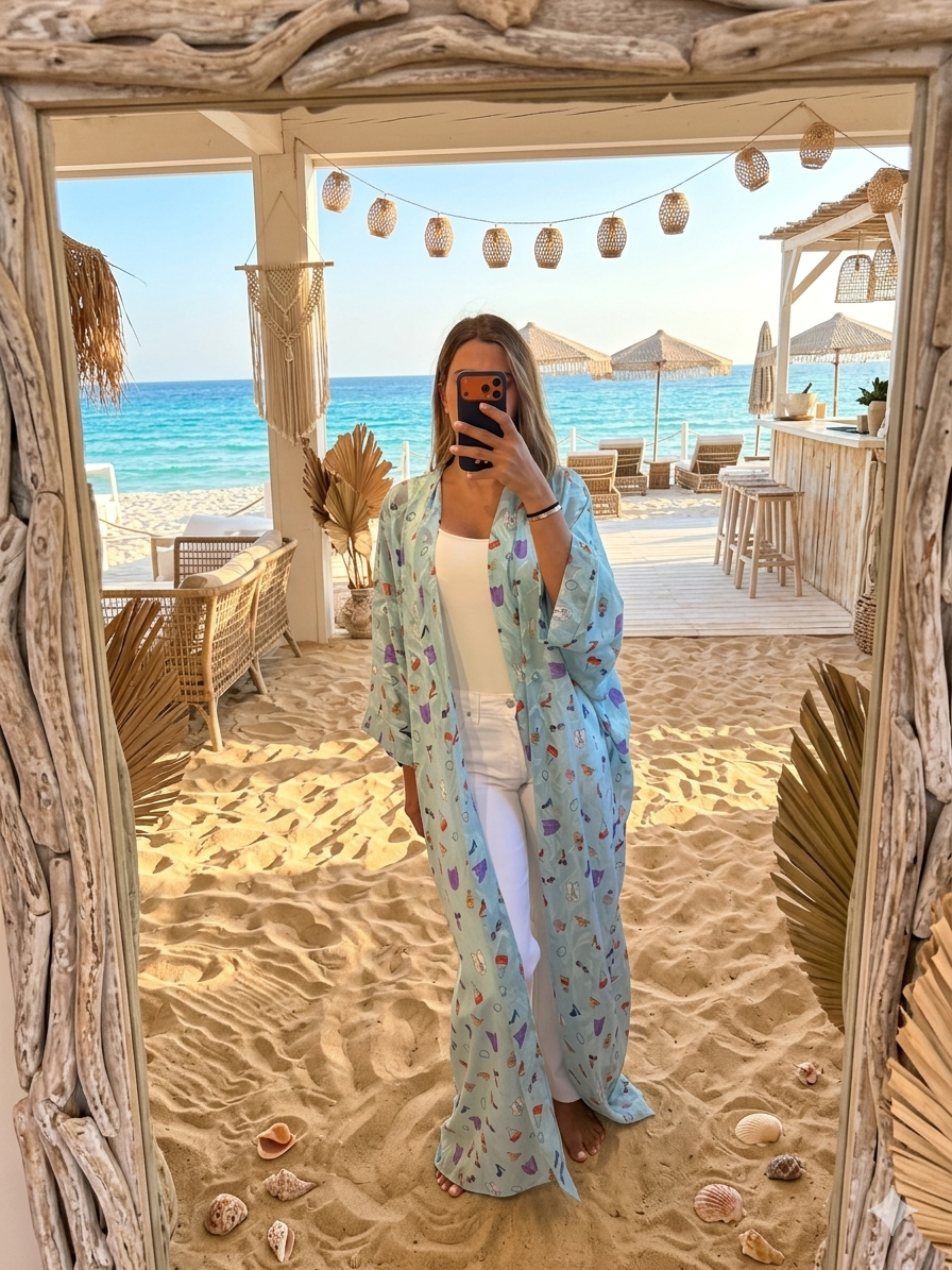 The capri charm blue kimono